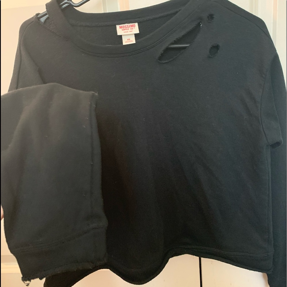 distressed black sweater